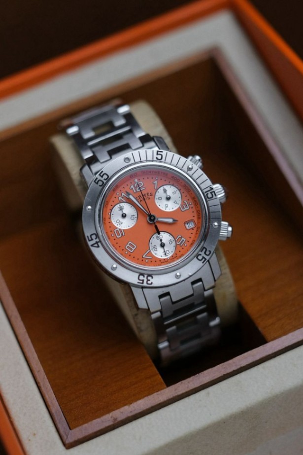 Hermès Clipper Chronograph Orange Dial thumbnail 3
