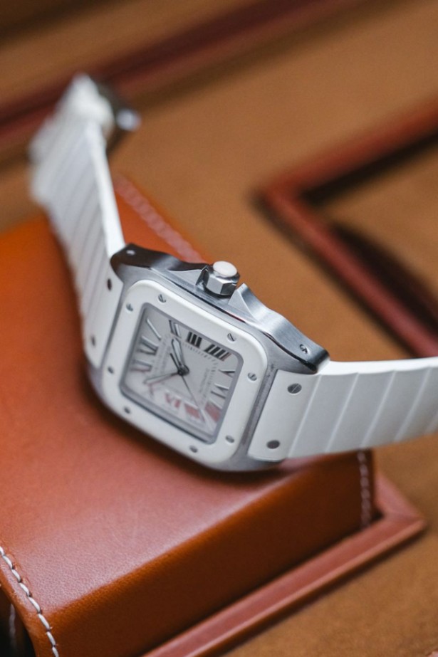 Cartier Santos 100 Medium White Rubber thumbnail 5