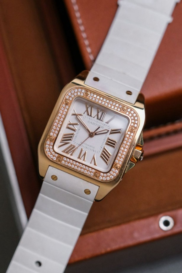 Cartier Santos 100 18K Rose Gold Diamond Ref. 2879 thumbnail 2