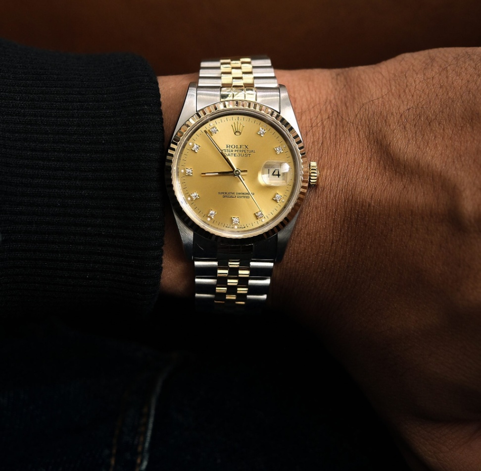 Rolex Datejust 16233 Champagne Diamond Dial Two-Tone Jubilee 1993  thumbnail 9
