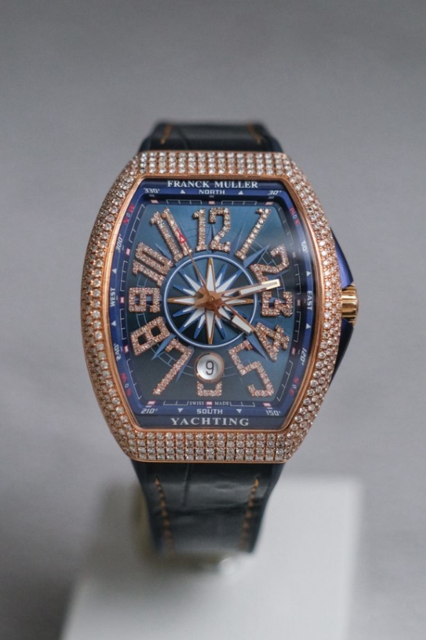 Franck Muller Vanguard Yachting Blue V41 18K Rose Gold Diamond