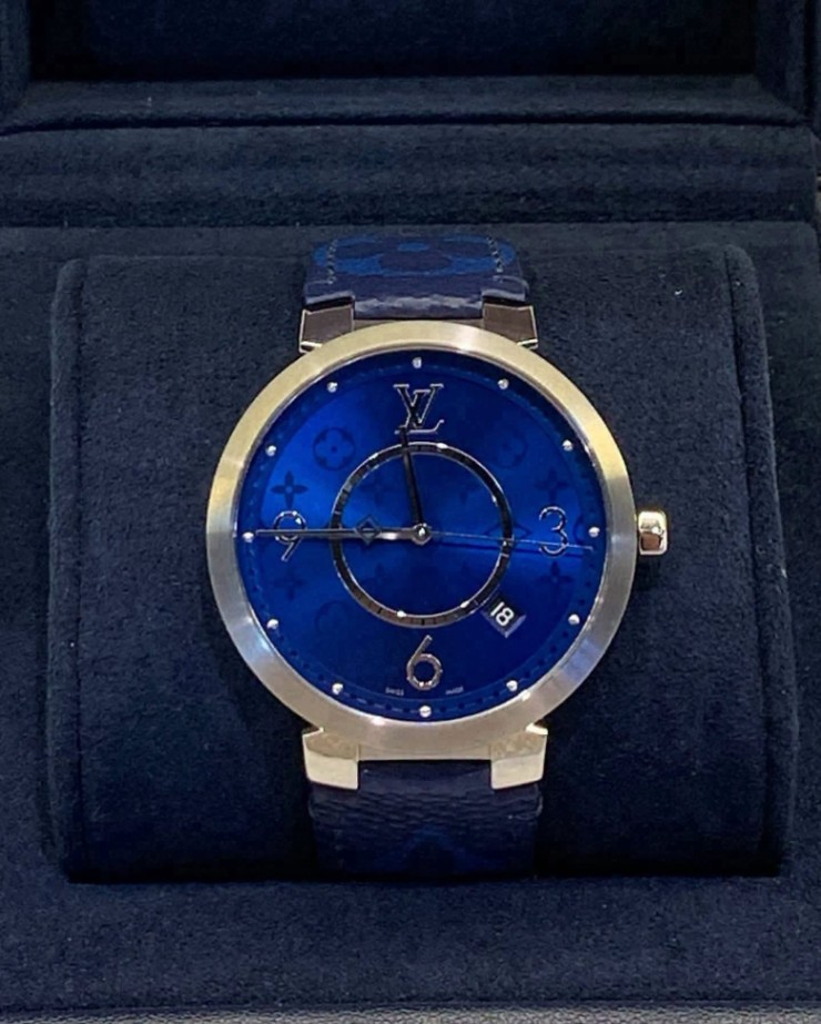 Louis Vuitton Tambour Slim Monogram Blue thumbnail 1