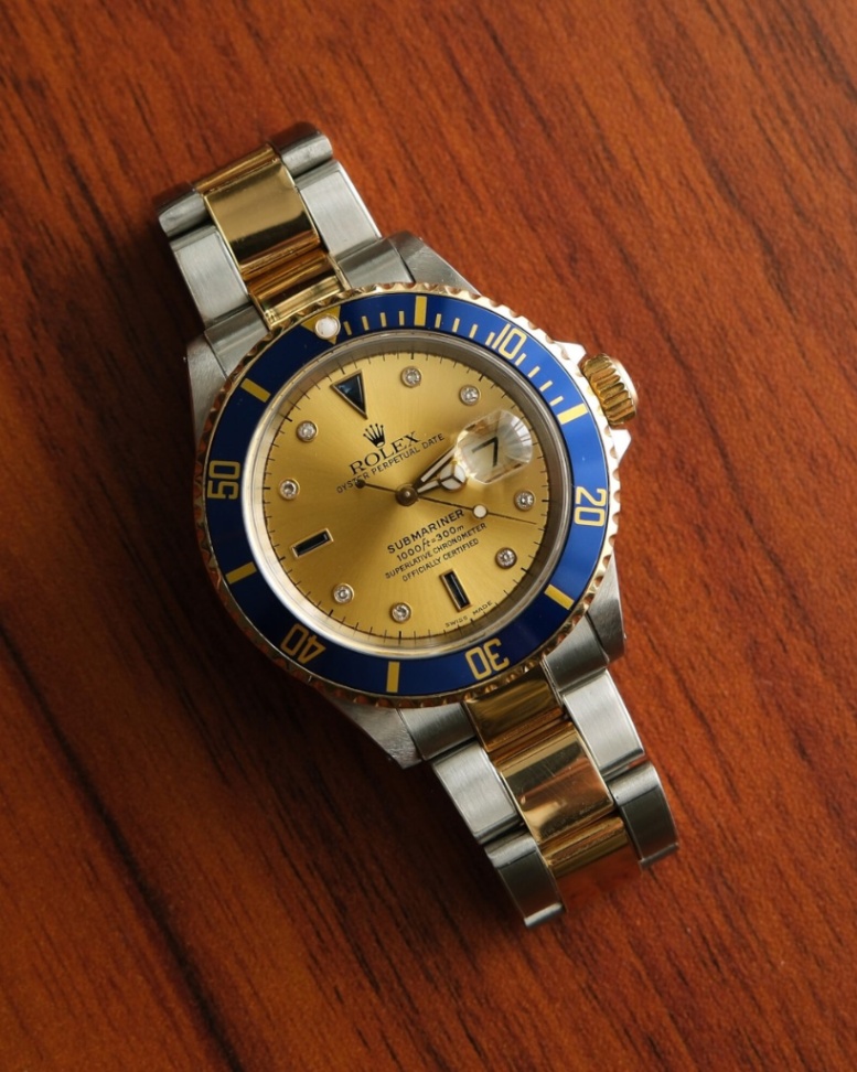 ROLEX Submariner 16613 Champagne Serti Dial Two-Tone Oyster