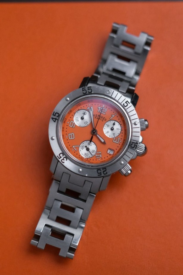 Hermès Clipper Chronograph Orange Dial thumbnail 2