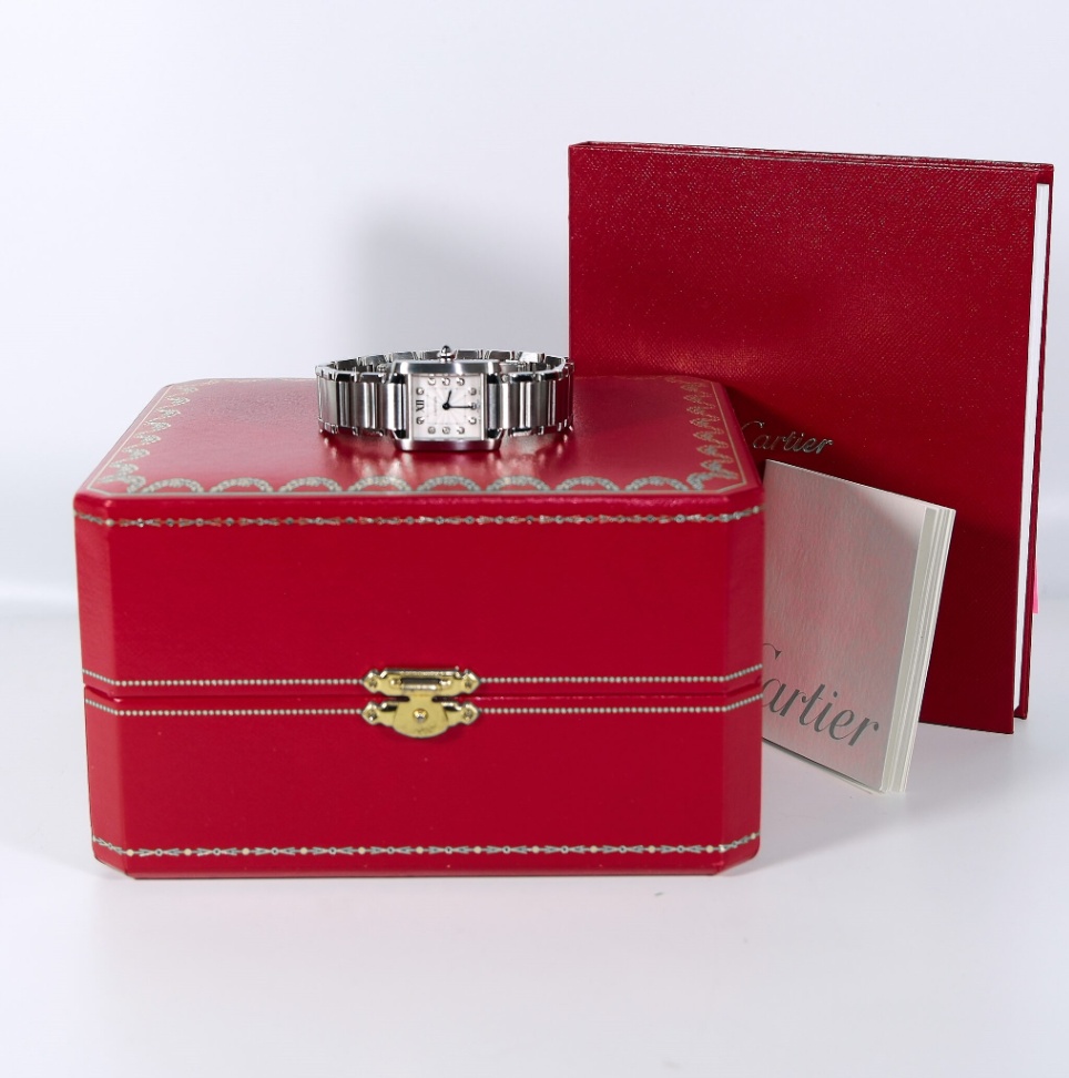 Cartier Tank Francaise 3217 Small Silver Diamond Dial Stainless steel 2015 - Image 8