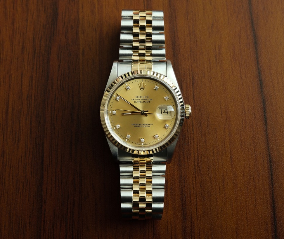 Rolex Datejust 16233 Champagne Diamond Dial Two-Tone Jubilee 1993 