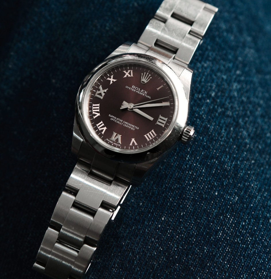 Rolex Oyster Perpetual 177200 Red Grape Roman Dial Oyster Steel 2016 thumbnail 2