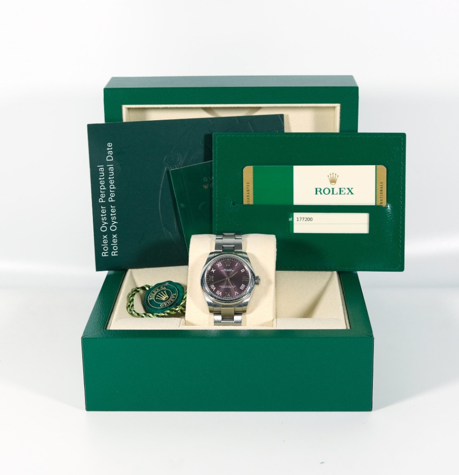 Rolex Oyster Perpetual 177200 Red Grape Roman Dial Oyster Steel 2016 thumbnail 10