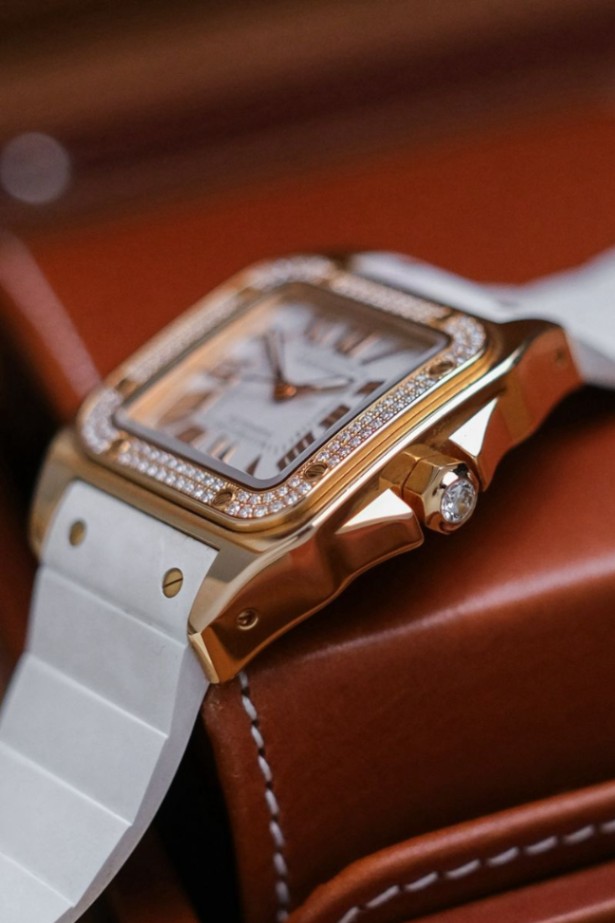 Cartier Santos 100 18K Rose Gold Diamond Ref. 2879 thumbnail 4