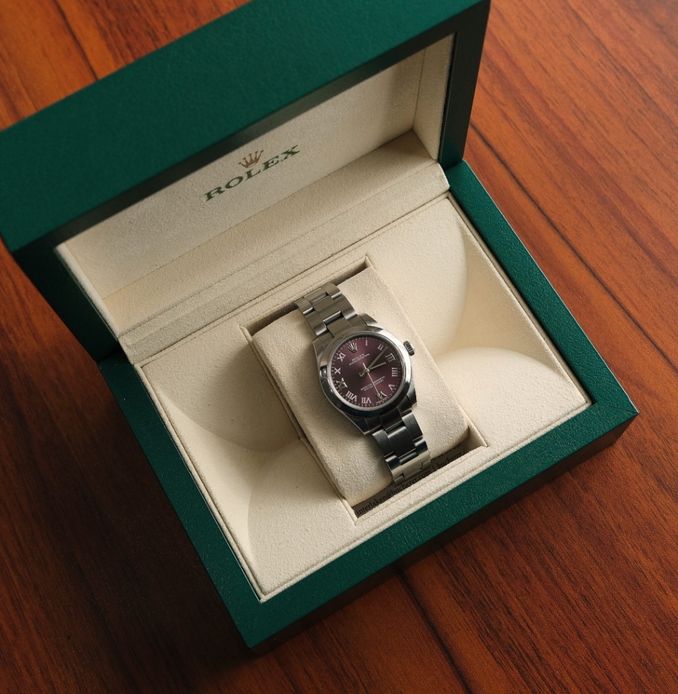 Rolex Oyster Perpetual 177200 Red Grape Roman Dial Oyster Steel 2016 thumbnail 3