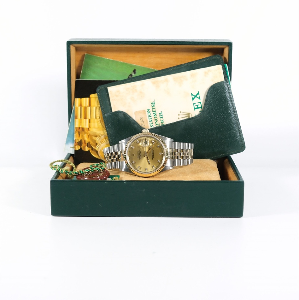 Rolex Datejust 16233 Champagne Diamond Dial Two-Tone Jubilee 1993  thumbnail 5
