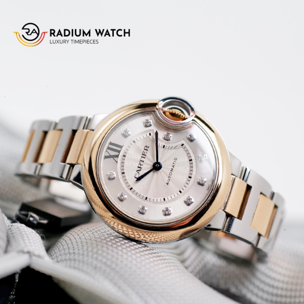 Cartier Ballon Bleu 33mm 2Tone Rose Gold Diamonds