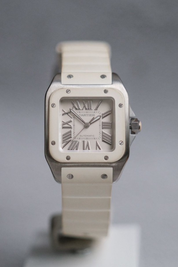 Cartier Santos 100 Medium White Rubber