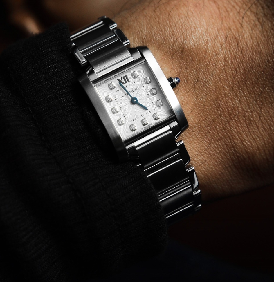 Cartier Tank Francaise 3217 Small Silver Diamond Dial Stainless steel 2015 - Image 3
