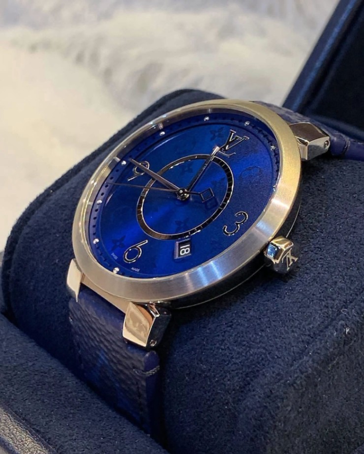 Louis Vuitton Tambour Slim Monogram Blue thumbnail 2