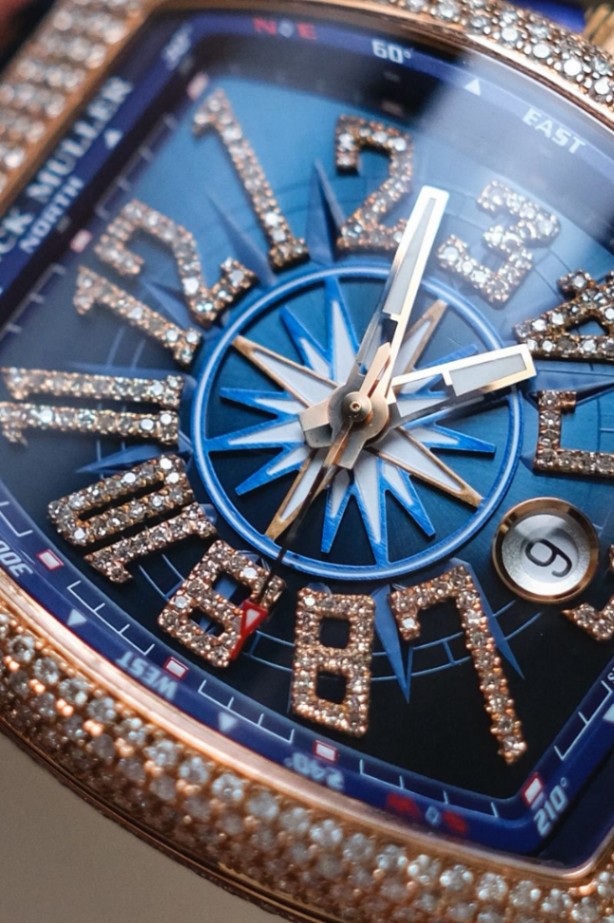 Franck Muller Vanguard Yachting Blue V41 18K Rose Gold Diamond - Image 4