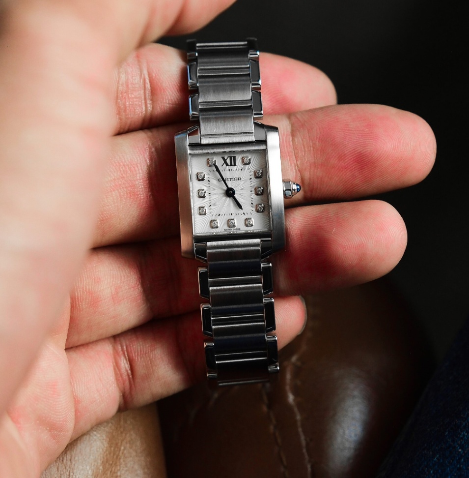 Cartier Tank Francaise 3217 Small Silver Diamond Dial Stainless steel 2015 - Image 2