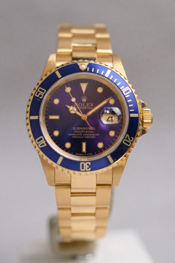 Rolex Submariner Date 16618 Purple Dial Full Gold
