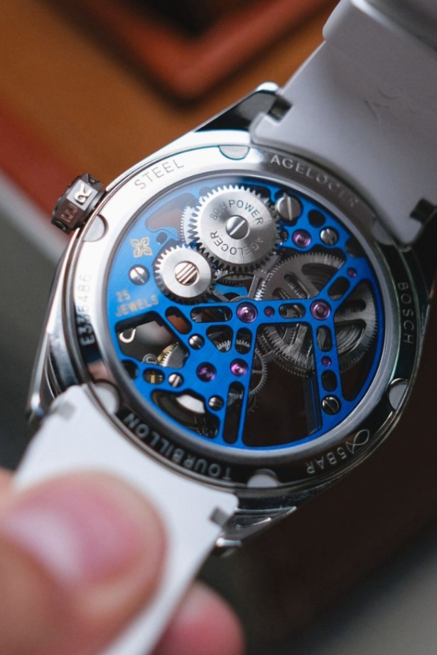 Agelocer Flying Tourbillon Fluoro Rubber Men’s Hollow Mechanical Watch – Rainbow Bezel thumbnail 3