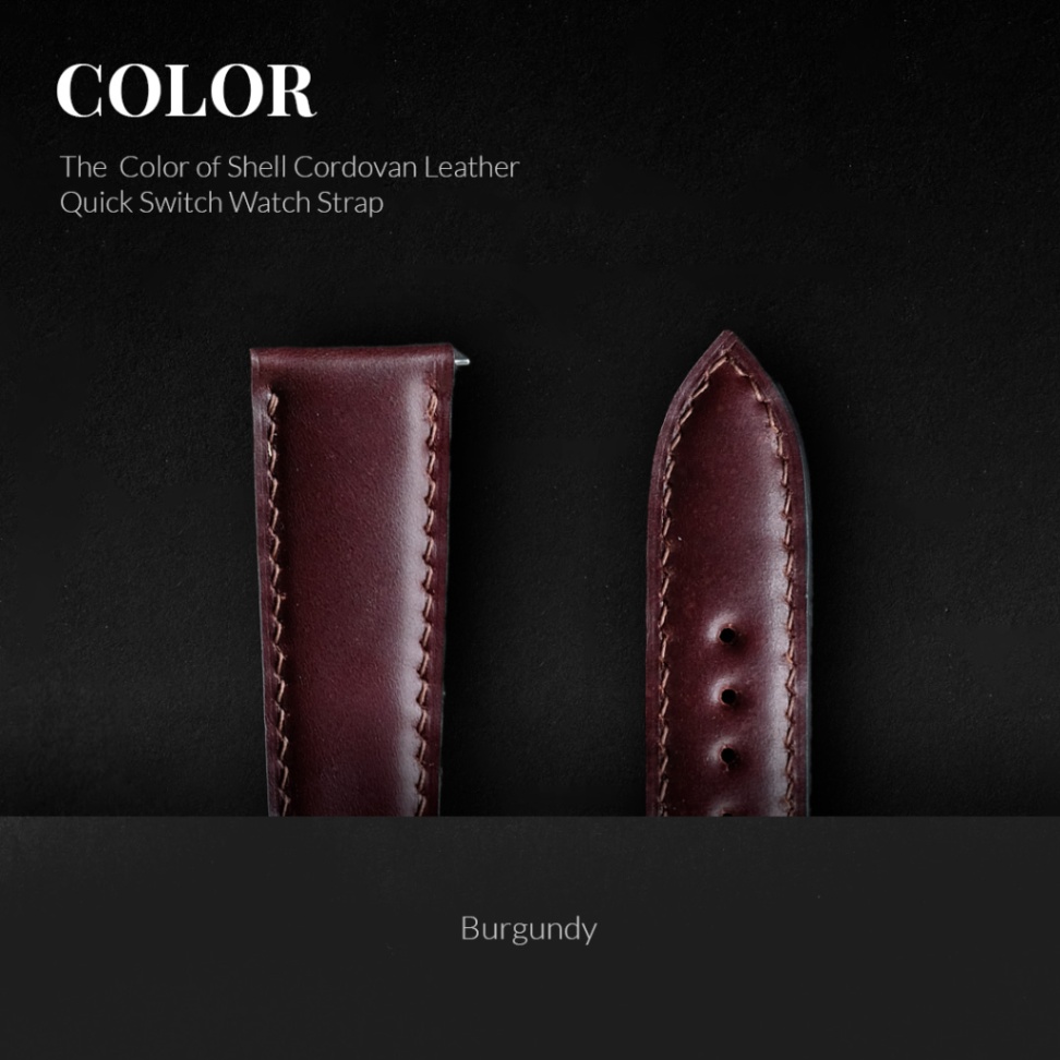 สายนาฬิกา DOM Premium Shell Cordovan Watch Strap – Handcrafted Shell Cordovan Leather Quick Switch System | 18mm 20mm 22mm - Image 3