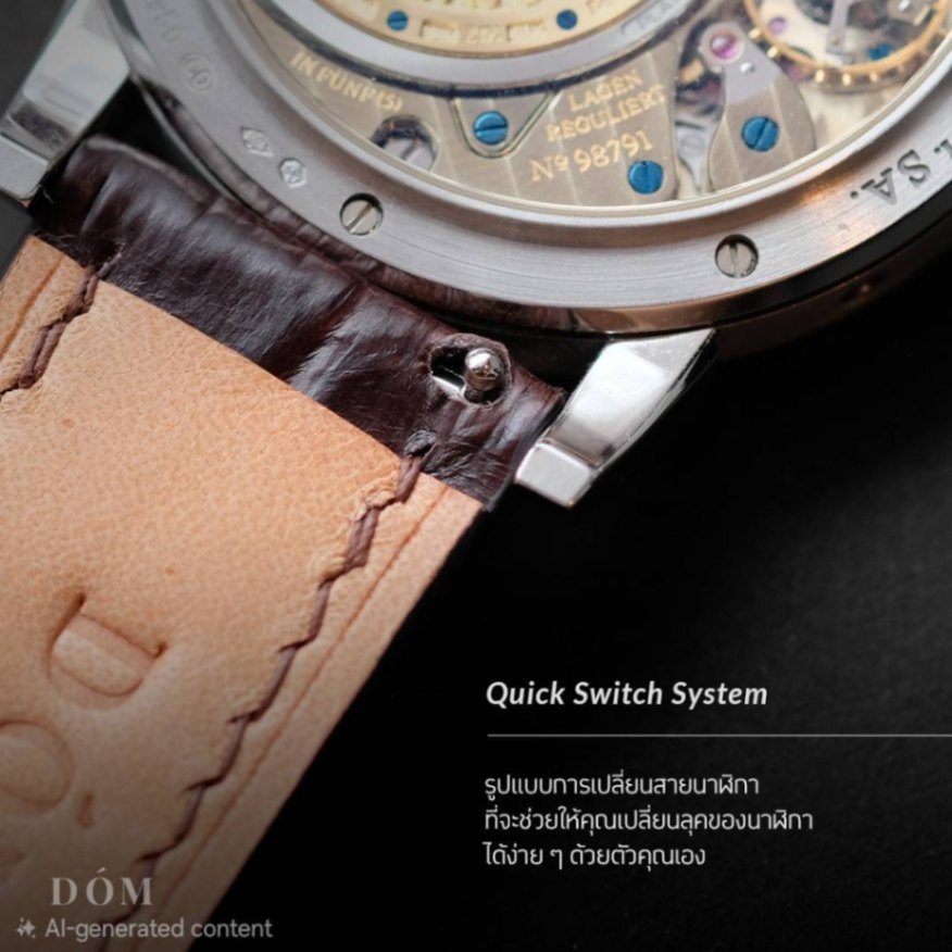 DOM Genuine Alligator Leather Watch Strap | สายนาฬิกาหนังจระเข้แท้ พร้อมระบบ QuickSwitch | 18mm 20mm 22mm - Image 2