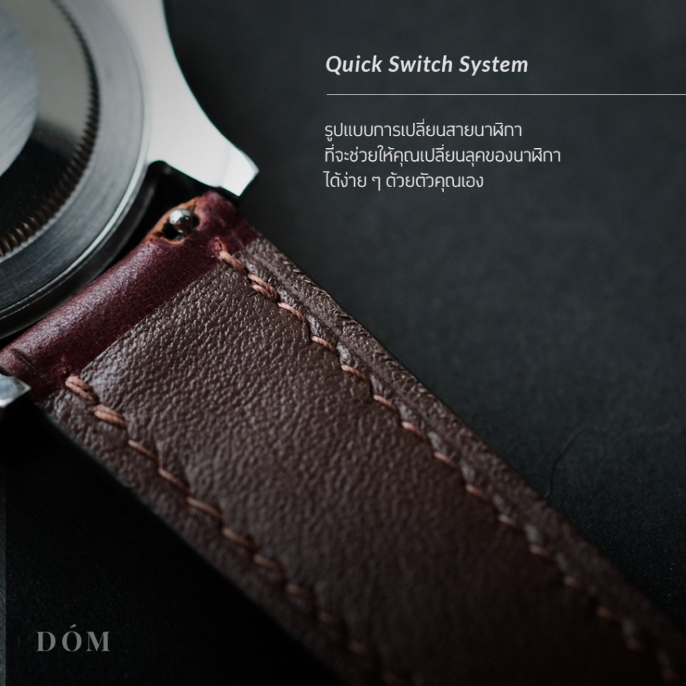 สายนาฬิกา DOM Premium Shell Cordovan Watch Strap – Handcrafted Shell Cordovan Leather Quick Switch System | 18mm 20mm 22mm - Image 2