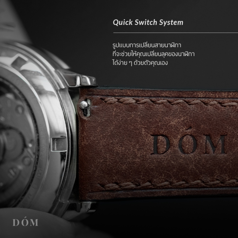 DOM Premium Full-Grain Leather Watch Strap | หนังแท้นำเข้าจากอิตาลีและเยอรมนี พร้อมระบบ QuickSwitch | 18 mm 20 mm 22 mm - Image 2
